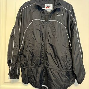 Nike Men's Black Windbreaker with White Accents